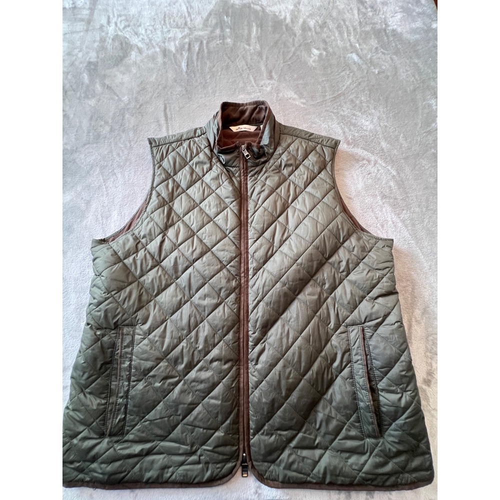 Peter Millar Essex Quilted Vest Mens XL Olive Green Diamond Quilt